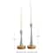Light Blue Metal Textured Tapered Candle Holder Set